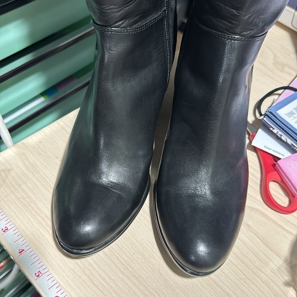 Calvin Klein boots Isila black stretch leather wedge size 7 tall boot moto boho - Picture 7 of 7
